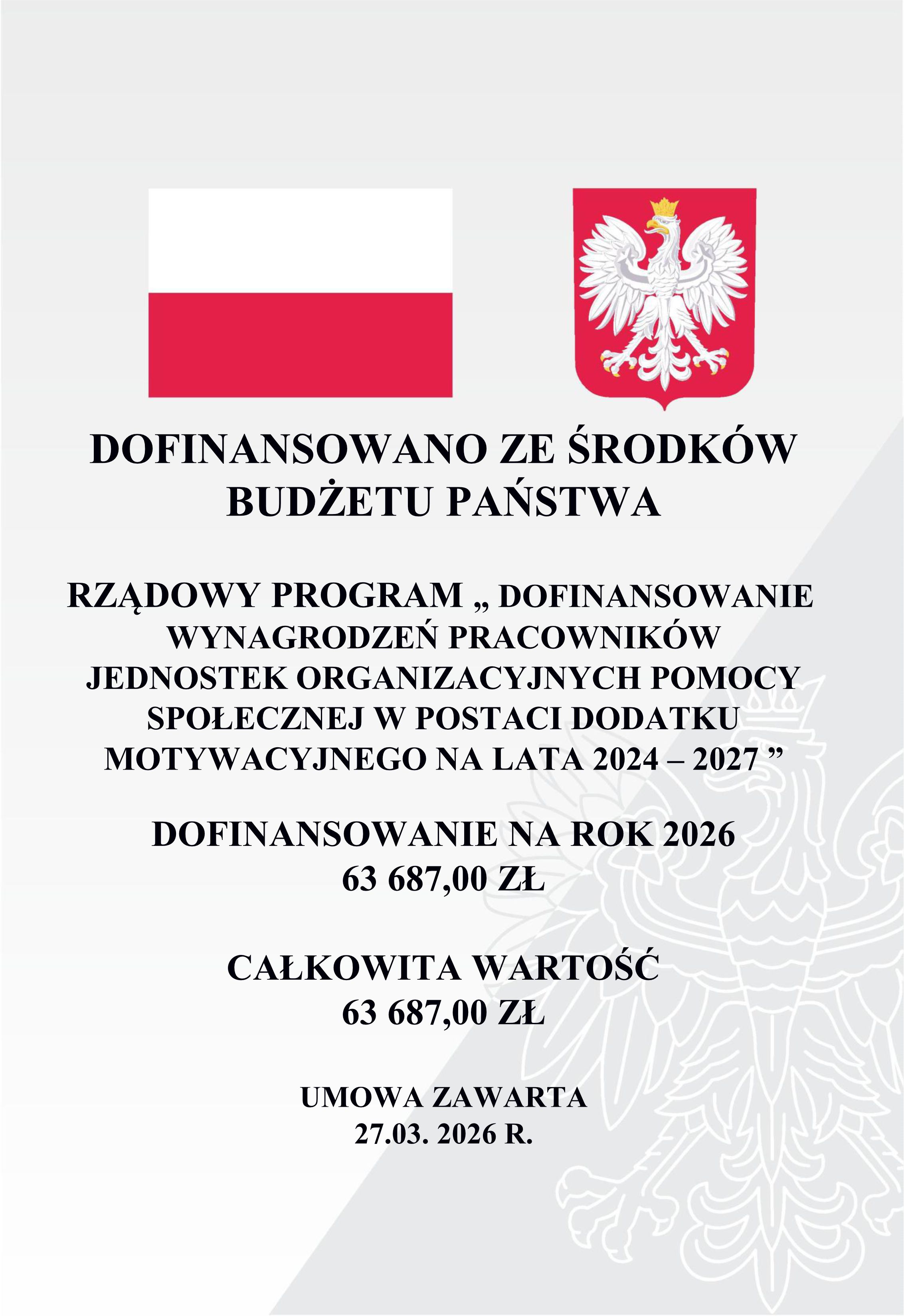 Dofinansowanie wynagrodzeń pracowników jednostek organizacyjnych pomocy społecznej w postaci dodatku motywacyjnego
